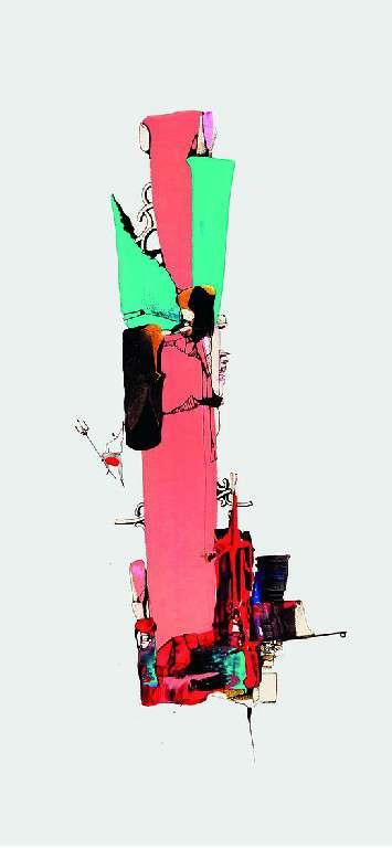 A DAY IN THE LIFE. Elio Jesús Fonseca, (serie de cinco piezas) Acrílico y pluma sobre cartulina. 60 x 25 cm c/u 2020