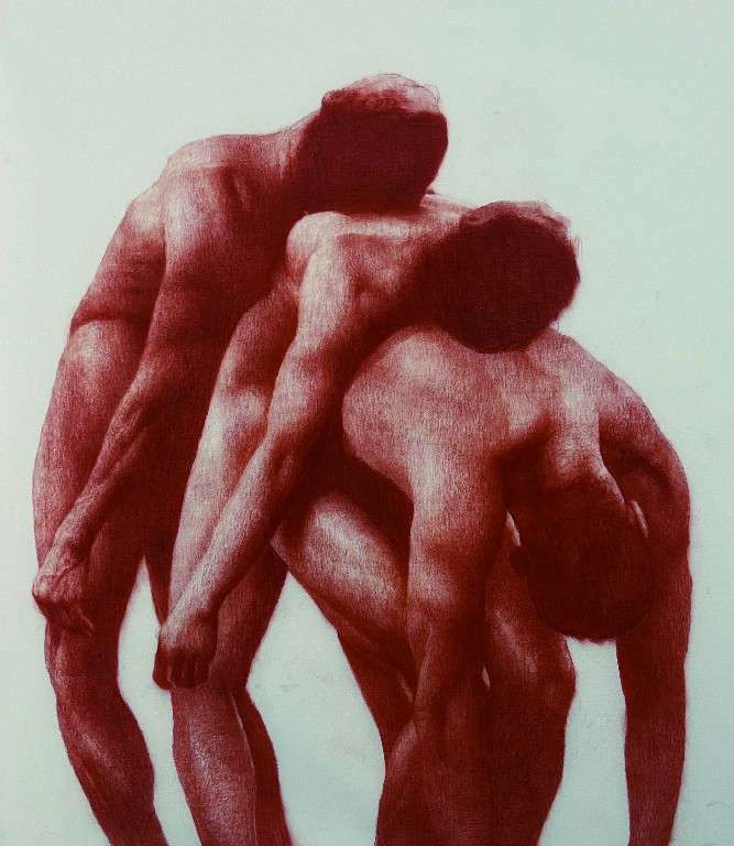 DE LA SERIE SURCOS, Andy Llanes Sanguina sobre lienzo 100 x 120 cm. 2021