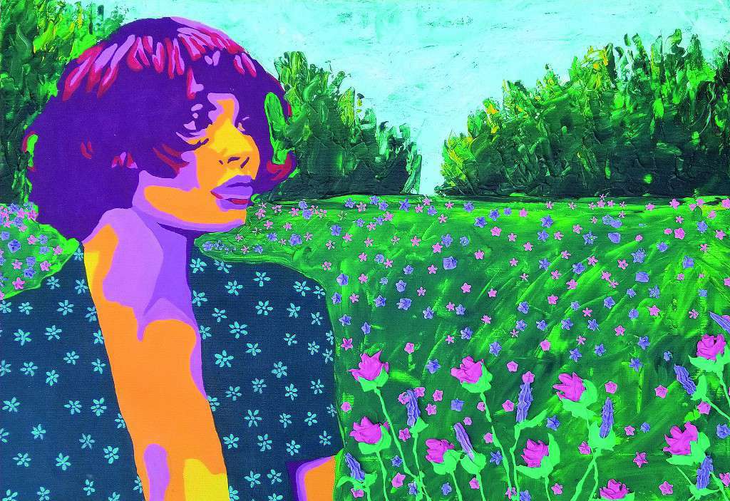 DÍAS Y FLORES. Daniela Águila, De la serie Vivir y otras ficciones Acrílico sobre lienzo 50 x 70 cm. 2021