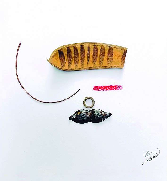 LA MAGIA DE UN ENCUENTRO. Mercè Domènech Ferret. Collage sobre papel, 4 obras de 40 x 40 cm. 2019