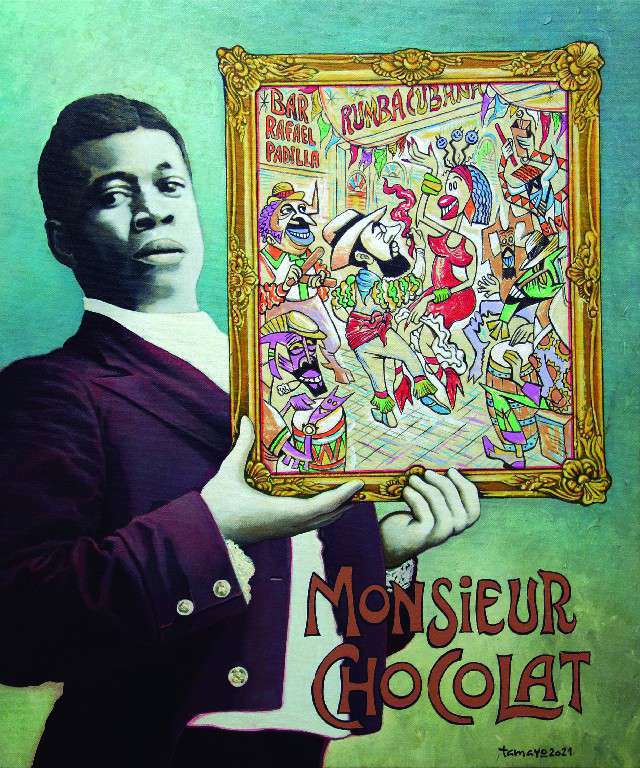 MONSIEUR CHOCOLAT. Reynerio Tamayo. Acrílico sobre lienzo, 70 x 53 cm. 2021