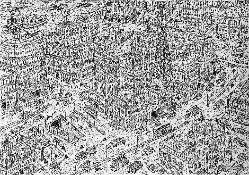 SIN TÍTULO. Damián Valdés Dilla, Bolígrafo sobre papel 50 x 70 cm. 2017